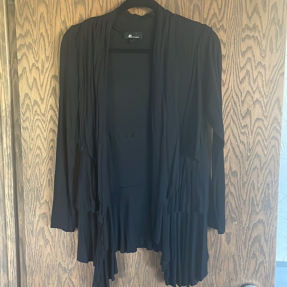 AB Studio Black Ruffled Cardigan‎